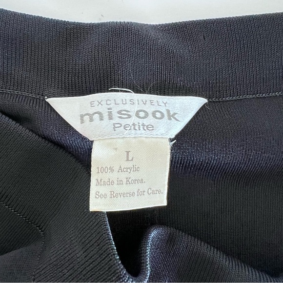 Exclusively Misook PL Black Knit Full Length Elastic Pull On Pants Straight Leg - Picture 6 of 10